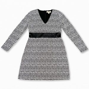 MICHAEL KORS Black/White Long Sleeve Dress Size L